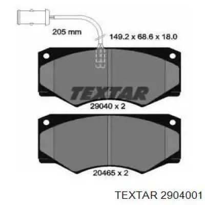 Передние тормозные колодки 2904001 Textar