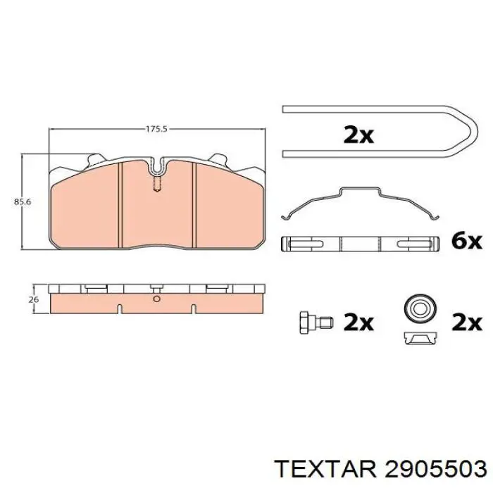 2905503 Textar передние тормозные колодки