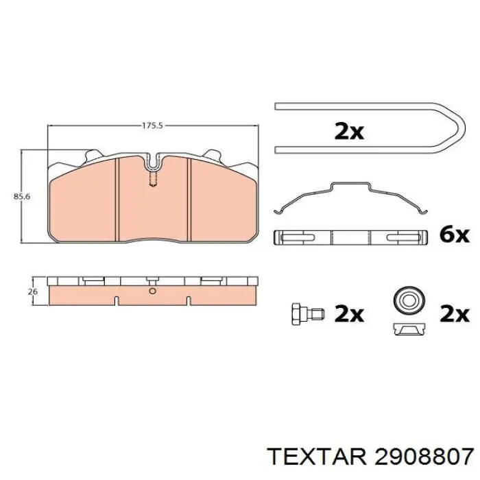 Передние тормозные колодки 2908807 Textar