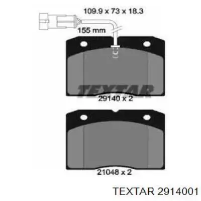 Передние тормозные колодки 2914001 Textar