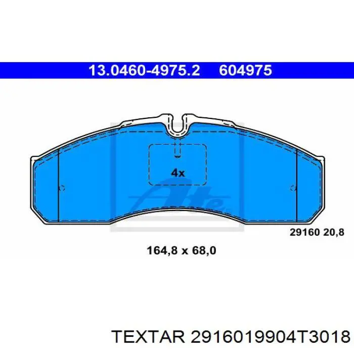 Передние тормозные колодки 2916019904T3018 Textar