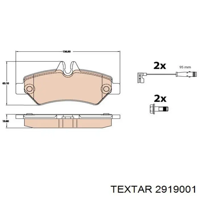 Задние дисковые колодки Textar 2919001