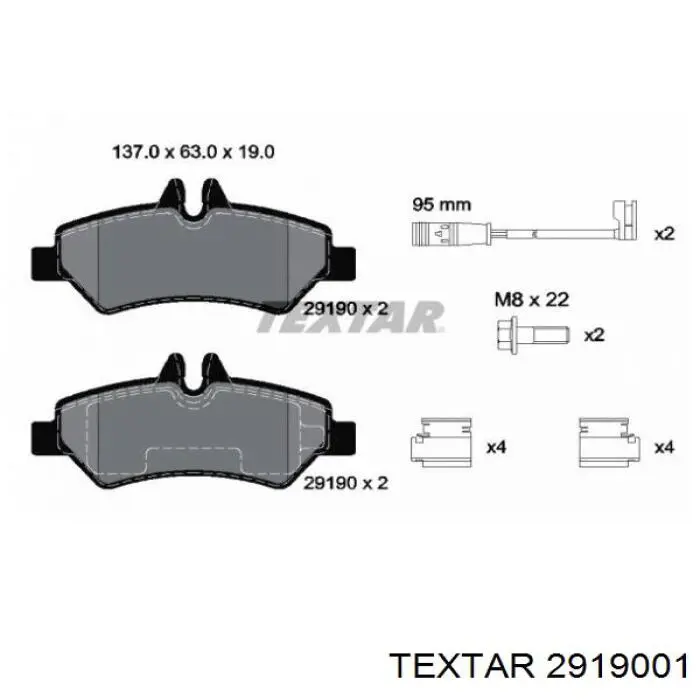 Купить 2919001 Textar Колодки тормозные задние, дисковые