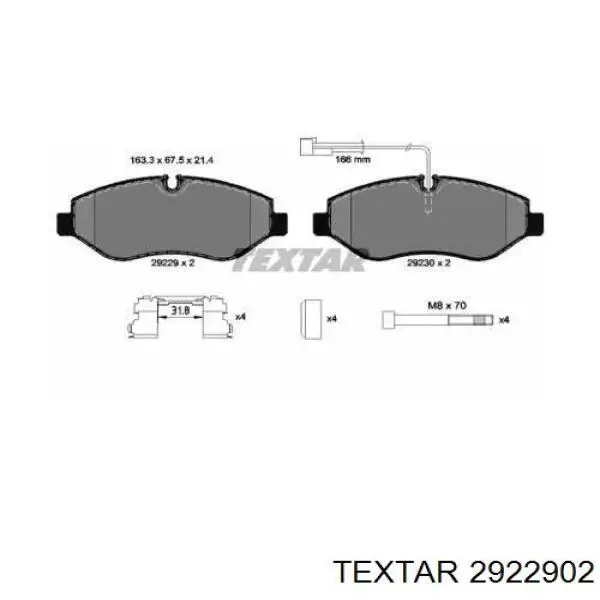 Передние тормозные колодки 2922902 Textar