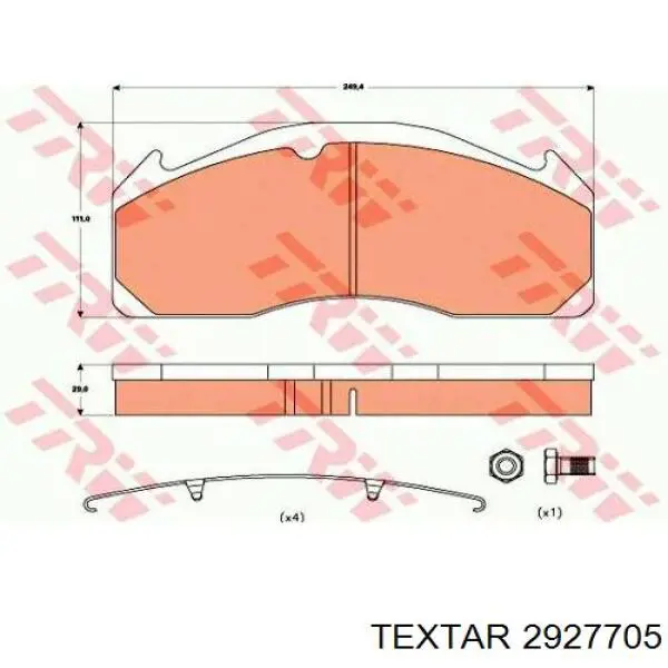 Передние тормозные колодки 2927705 Textar