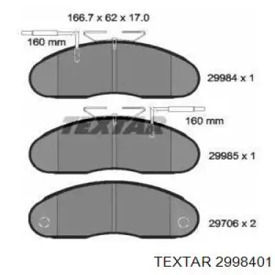 2998401 Textar передние тормозные колодки