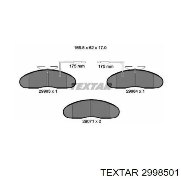 Передние тормозные колодки 2998501 Textar