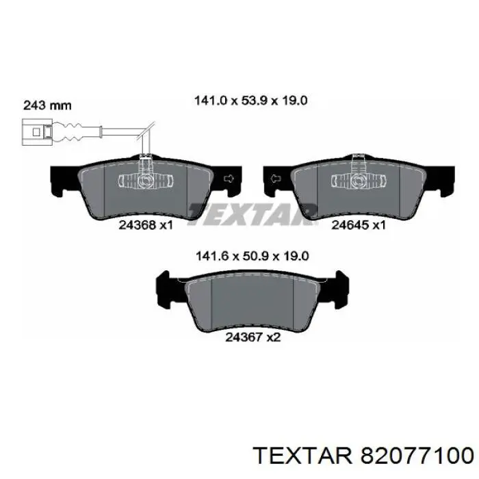 82077100 Textar комплект пружинок крепления дисковых колодок задних