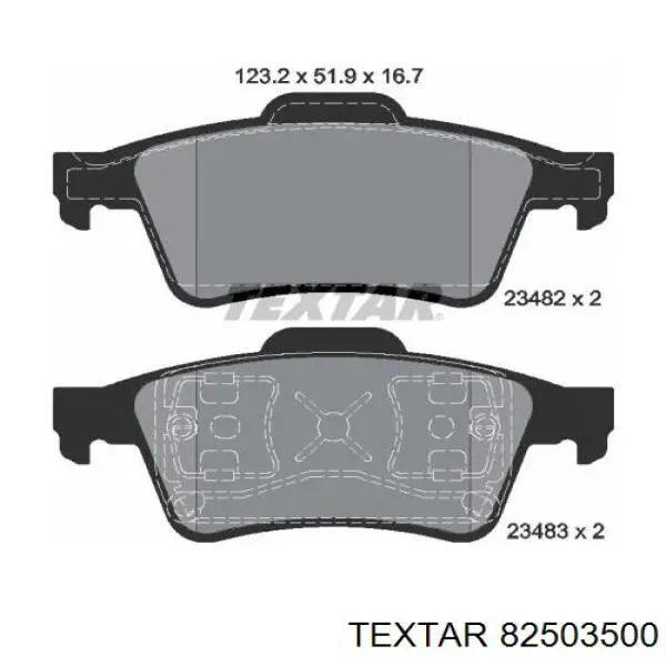 Комплект пружинок крепления дисковых колодок задних Textar 82503500