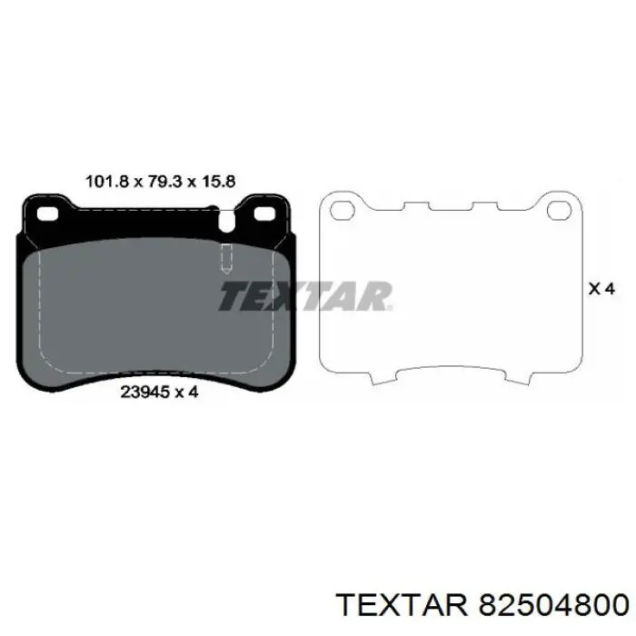 Ремкомплект тормозных колодок 82504800 Textar