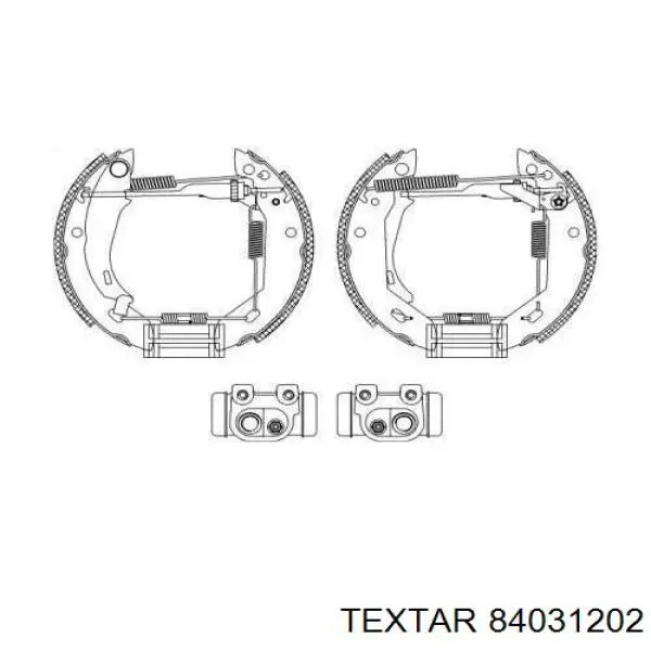 Колодки тормозные задние барабанные, в сборе с цилиндрами, комплект 84031202 Textar