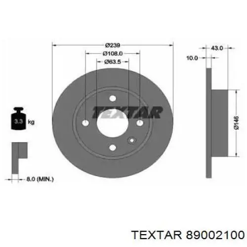 Передние тормозные колодки 89002100 Textar