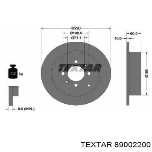 Задние тормозные колодки 89002200 Textar