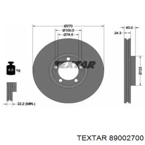 Передние тормозные колодки 89002700 Textar