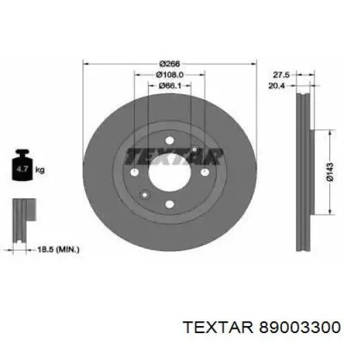 Передние тормозные колодки 89003300 Textar