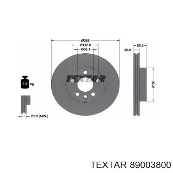 Передние тормозные колодки 89003800 Textar