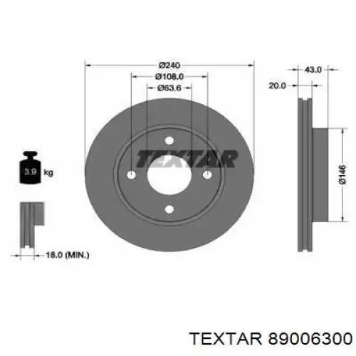 Передние тормозные колодки 89006300 Textar