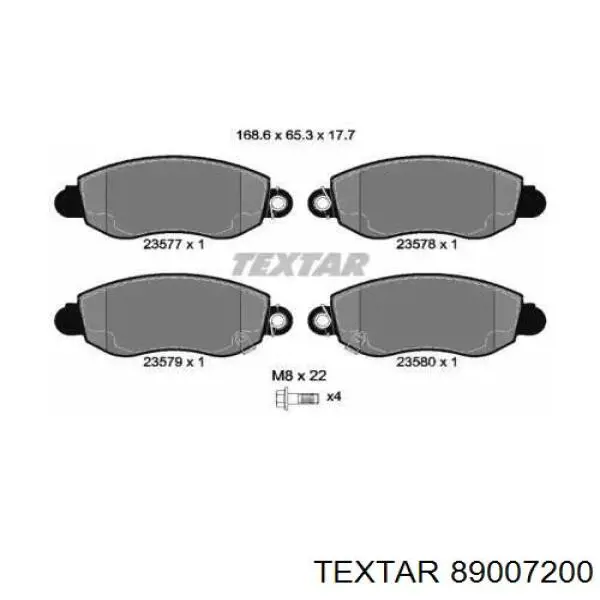 Передние тормозные колодки 89007200 Textar