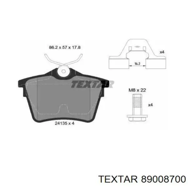 Задние тормозные колодки 89008700 Textar