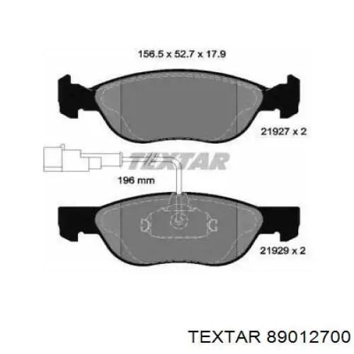 Передние тормозные колодки 89012700 Textar