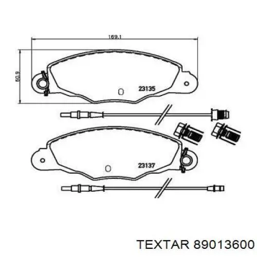 Передние тормозные колодки 89013600 Textar