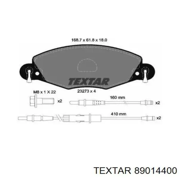 Передние тормозные колодки 89014400 Textar