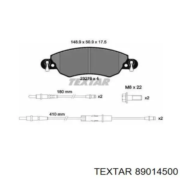 Передние тормозные колодки 89014500 Textar