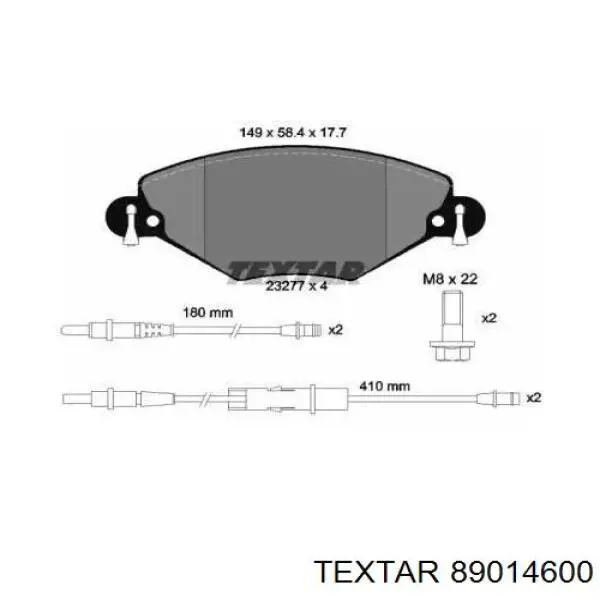 Передние тормозные колодки 89014600 Textar