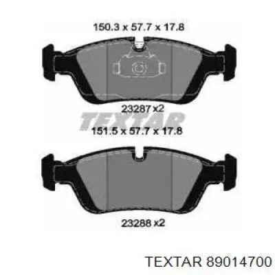 Передние тормозные колодки 89014700 Textar