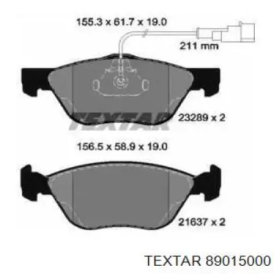 Передние тормозные колодки 89015000 Textar