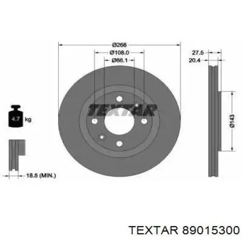 Передние тормозные колодки 89015300 Textar