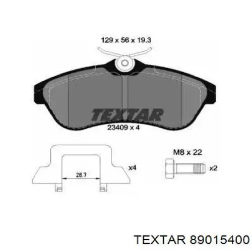 Передние тормозные колодки 89015400 Textar