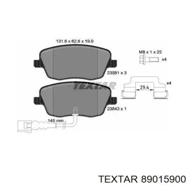 Передние тормозные колодки 89015900 Textar