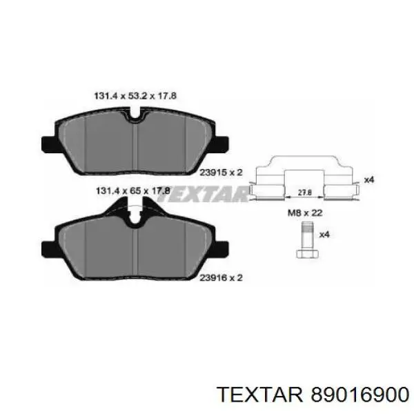 Передние тормозные колодки 89016900 Textar