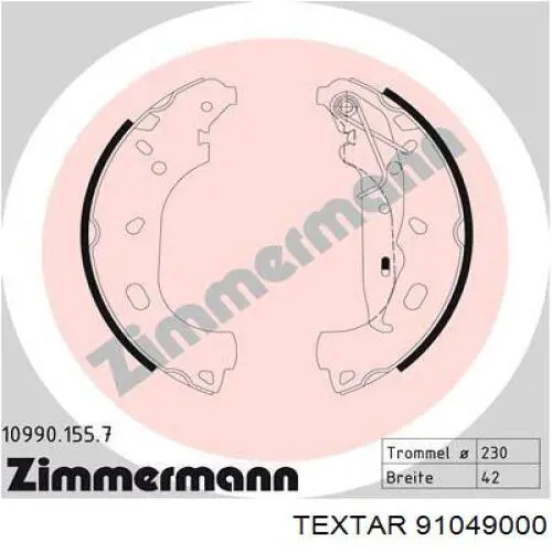 Купить 91049000 Textar Задние барабанные тормозные колодки
