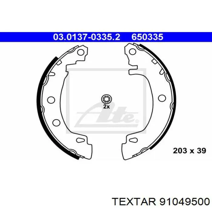 91049500 Textar Барабанные тормозные колодки