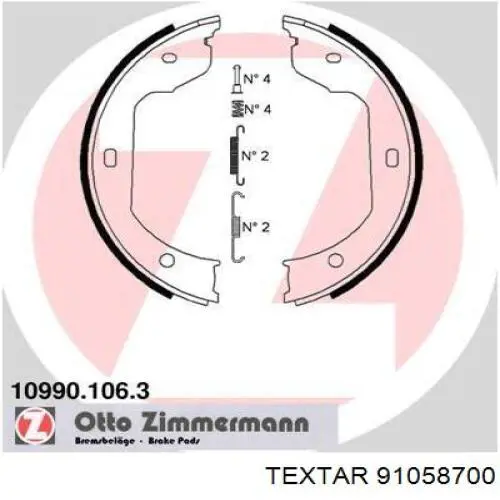 Тормозные колодки стояночного тормоза Textar 91058700 цена, от 36.27 USD