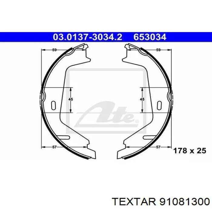 Колодки ручника 91081300 Textar