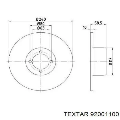 Передние тормозные диски 92001100 Textar