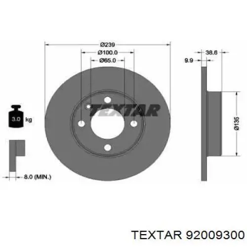 Передние тормозные диски 92009300 Textar