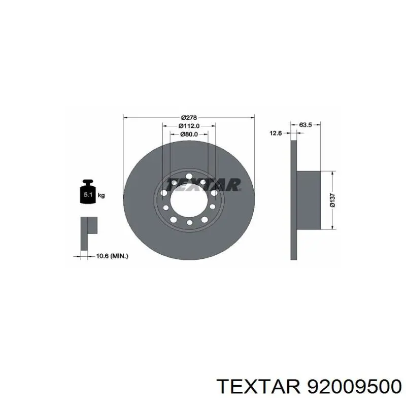 Передние тормозные диски 92009500 Textar