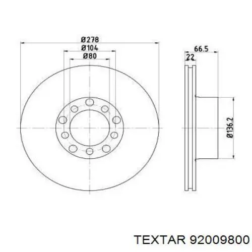 Передние тормозные диски 92009800 Textar