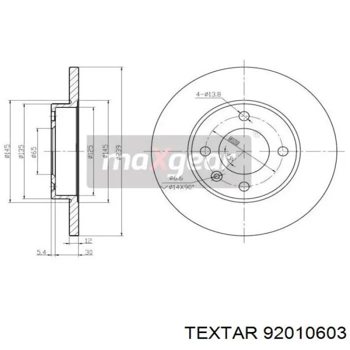 Freno de disco delantero 92010603 Textar