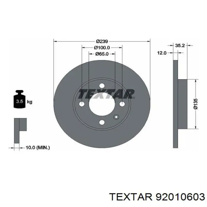 Тормоз дисковый передний Textar 92010603 цена, от 20.31 USD