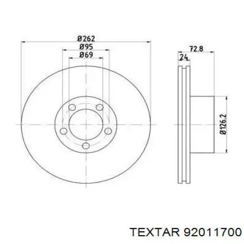 Передние тормозные диски 92011700 Textar