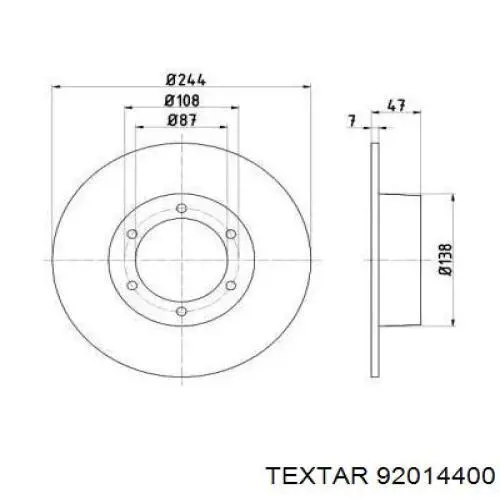 Передние тормозные диски 92014400 Textar