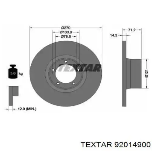 Передние тормозные диски 92014900 Textar