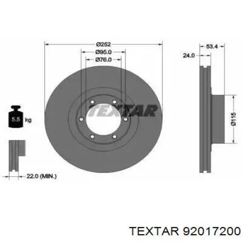 Передние тормозные диски 92017200 Textar