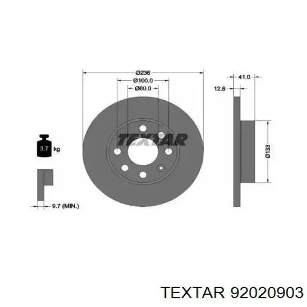 92020903 Textar диск тормозной передний