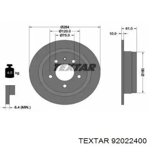 Тормозные диски 92022400 Textar